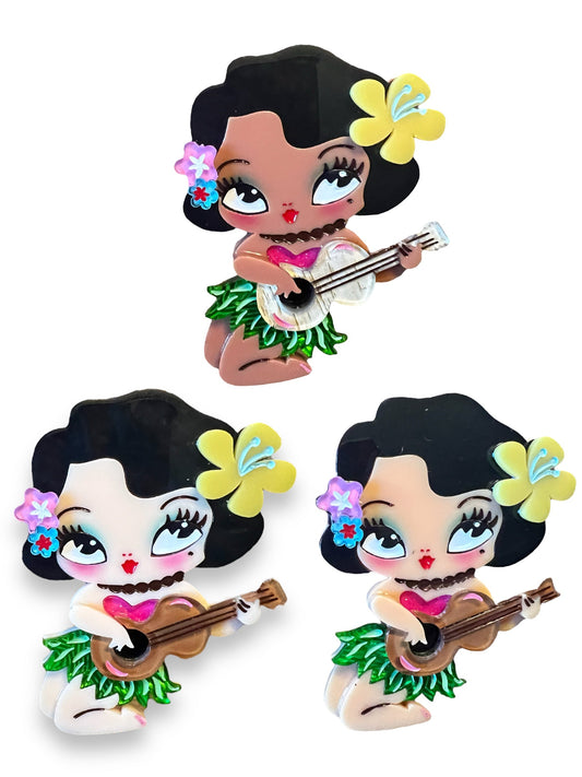 Hula Lula Tiki Girl Brooch by Miss Fluff x Lipstick & Chrome-0